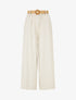 Pantalon élastiqué à rayures irisées - Beige/noir - 1