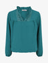 Blouse fluide à col V brodé - Bleu lagon - 1
