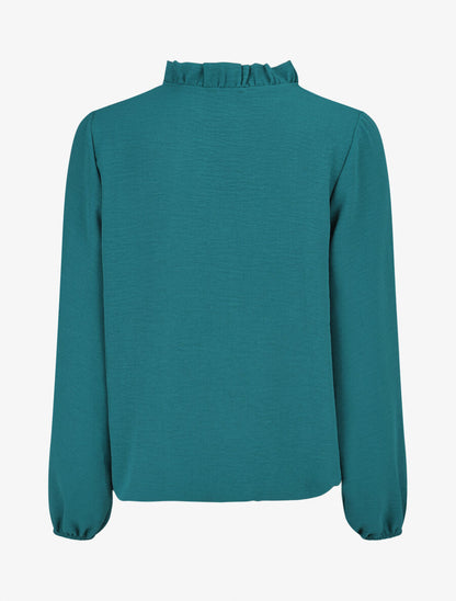 Blouse fluide à col V brodé - Bleu lagon - 2