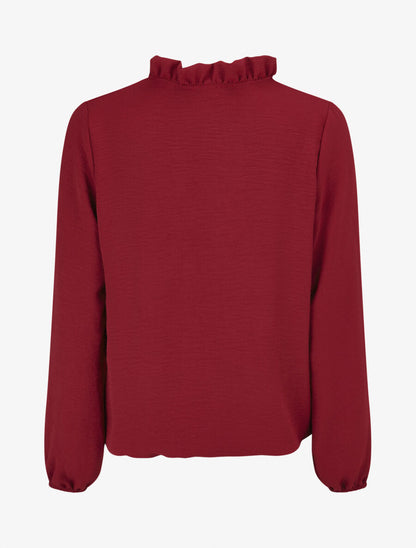 Blouse fluide à col V brodé - Bordeaux - 2