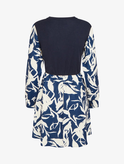 Robe mi-longue patineuse imprimé végétal - Marine - 2