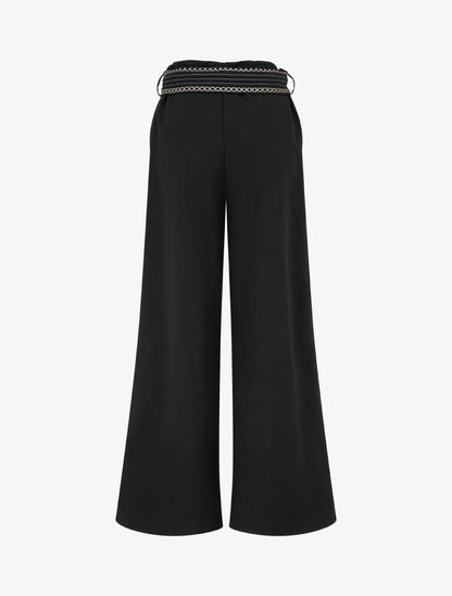 Pantalon ample uni à ceinture - Noir - 2