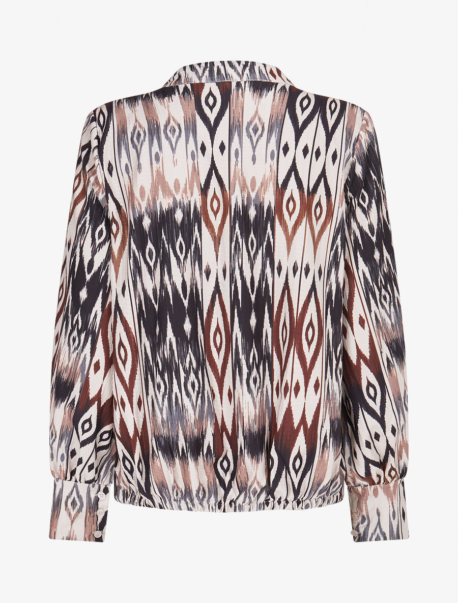 Blouse cache-coeur imprimé fantaisie - Noir - 2