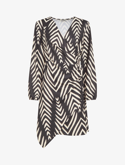 Robe portefeuille imprimé graphique - Brun foncé - 1