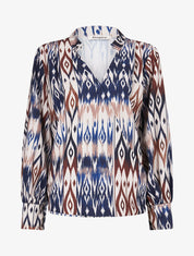 Blouse cache-coeur imprimé fantaisie - Marine - 1