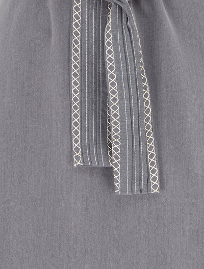 Jupe courte patineuse ceinturée - Gris foncé - 3