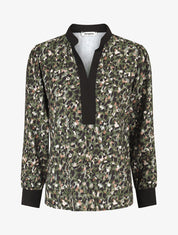 Blouse fluide à imprimé abstrait - Kaki - 4
