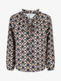 Blouse fluide à imprimé graphique - Bleu canard - 4