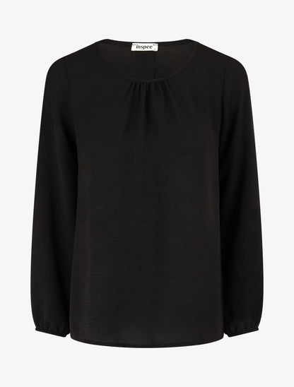 Blouse fluide uni à boutons décoratifs au dos - Noir - 4