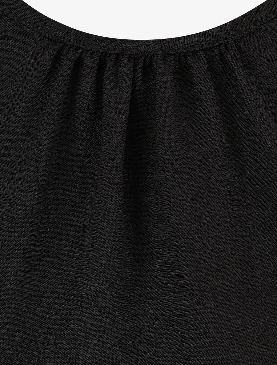 Blouse fluide uni à boutons décoratifs au dos - Noir - 3