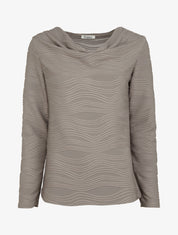 Top ondulé à col bénitier - Taupe - 1
