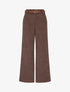 Pantalon ceinturé taille haute en velours côtelé - Marron - 1
