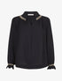 Blouse droite à détail brodé - Noir - 4