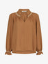 Blouse droite à détail brodé - Camel - 1