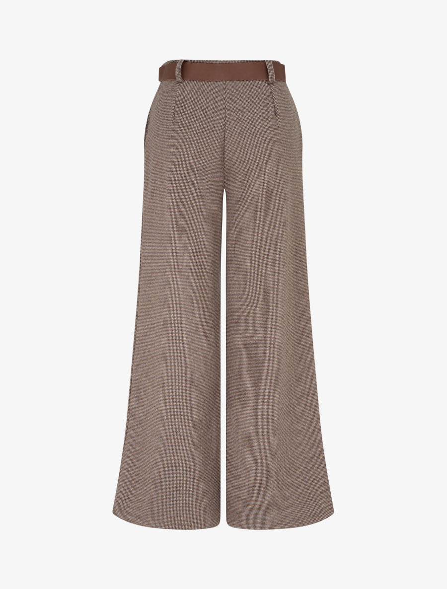 Pantalon ample imprimé pied de poule - Taupe - 2