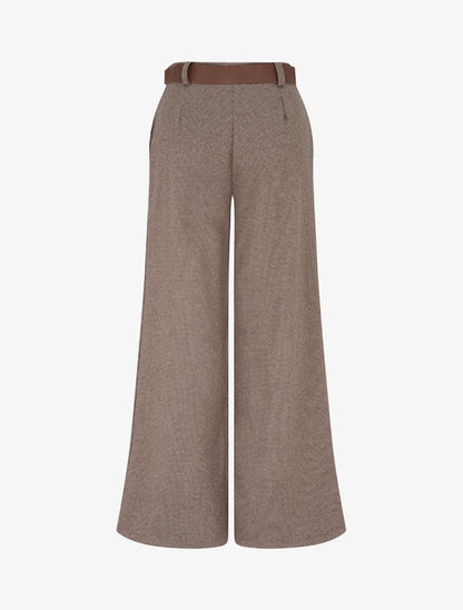 Pantalon ample imprimé pied de poule - Taupe - 2