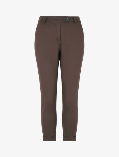 Pantalon slim à revers - Marron - 1