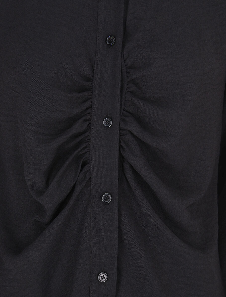 Chemise droite plissée - Noir - 3