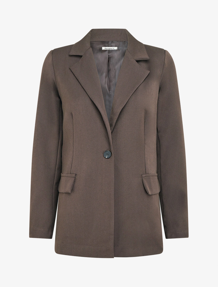 Blazer droit à épaulettes - Marron - 1