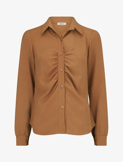 Chemise droite plissée - Camel - 1