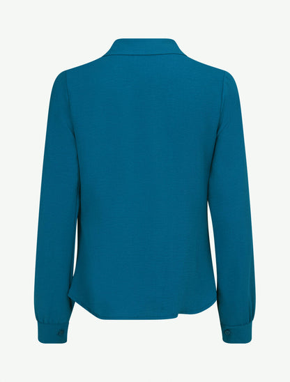 Chemise droite plissée - Bleu canard - 2