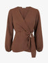 Blouse unie style portefeuille à col cache-coeur - Marron - 1