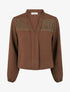 Blouse fluide coupe boule à détail crochet - Marron - 1