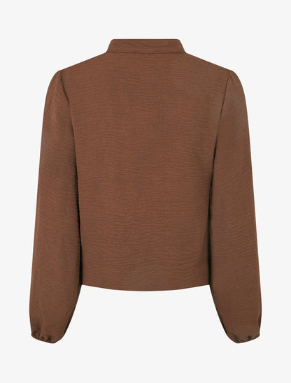 Blouse fluide coupe boule à détail crochet - Marron - 2