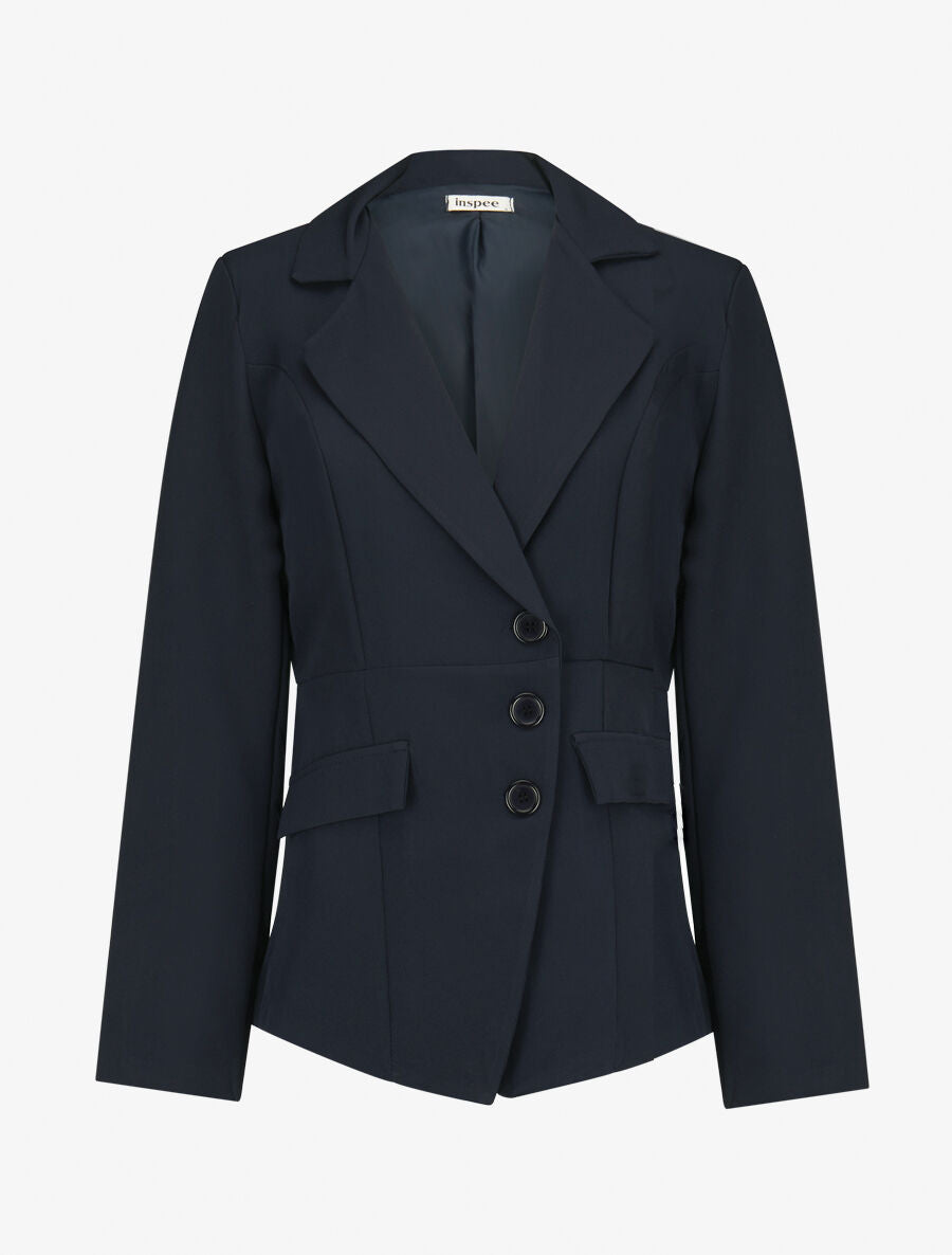 Veste asymétrique fermeture à 3 boutons - Marine - 1