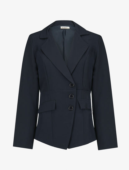 Veste asymétrique fermeture à 3 boutons - Marine - 1