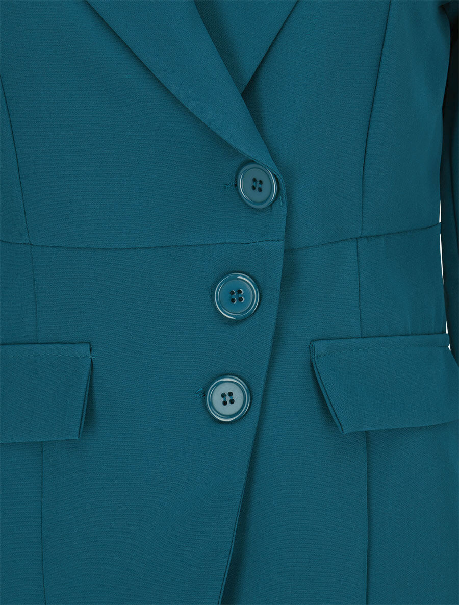 Veste asymétrique fermeture à 3 boutons - Bleu canard - 3