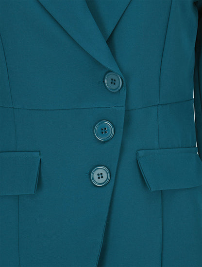 Veste asymétrique fermeture à 3 boutons - Bleu canard - 3