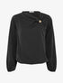 Top fluide à col asymétrique et bijoux doré - Noir - 1