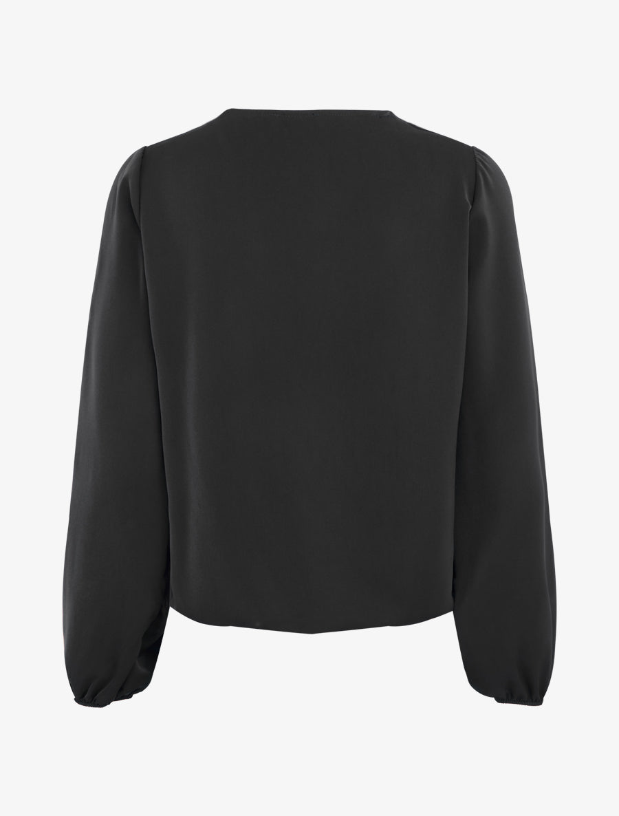 Top fluide à col asymétrique et bijoux doré - Noir - 2