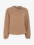 Top fluide à col asymétrique et bijoux doré - Taupe - 1