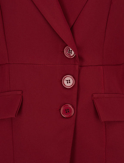 Veste asymétrique fermeture à 3 boutons - Bordeaux - 3