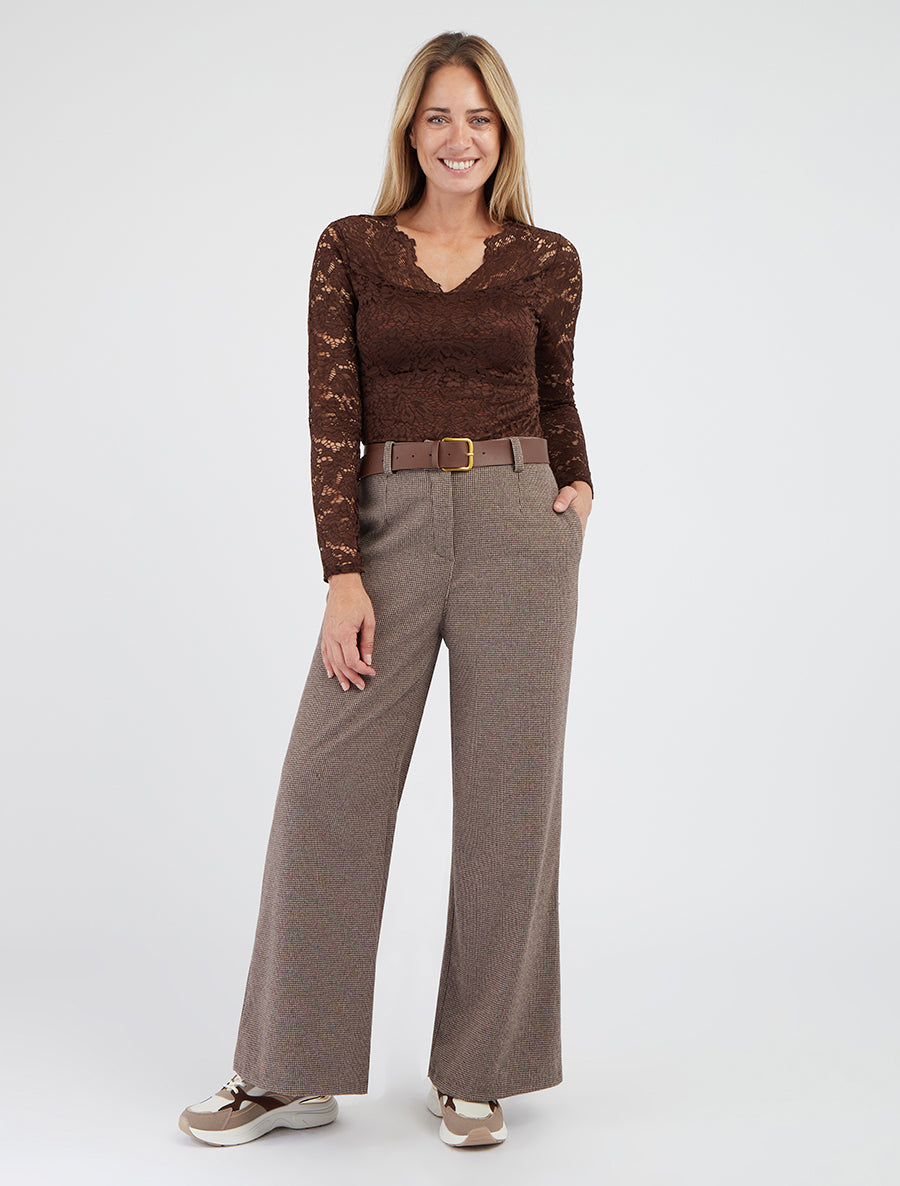 Spitzenoberteil - Braun