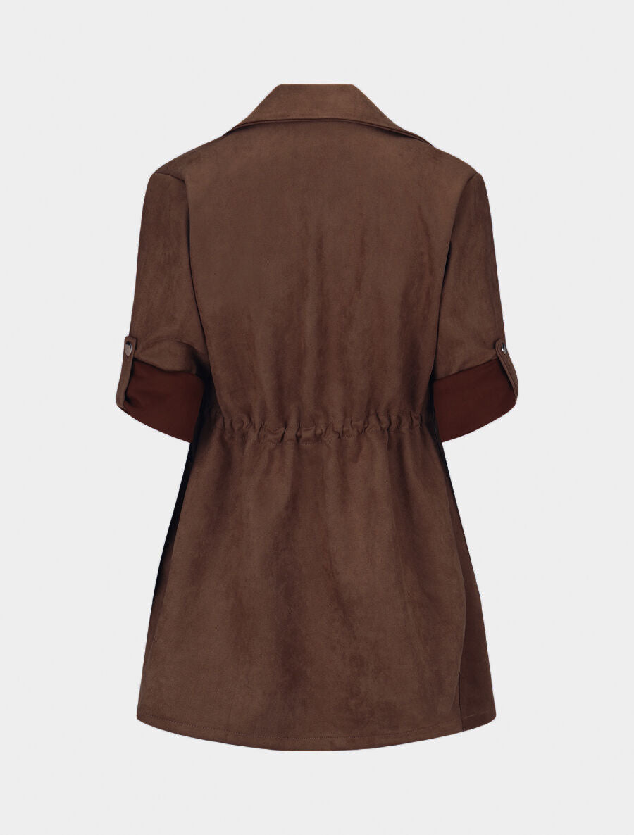 Veste longue en suédine - Marron - 2