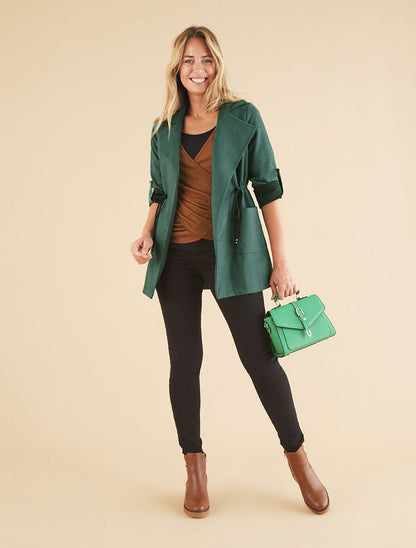 Veste longue en suédine - Vert sapin - 4