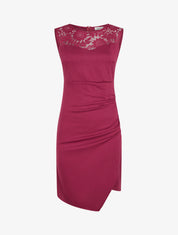 Robe sans manches à col en dentelle - Bordeaux - 1