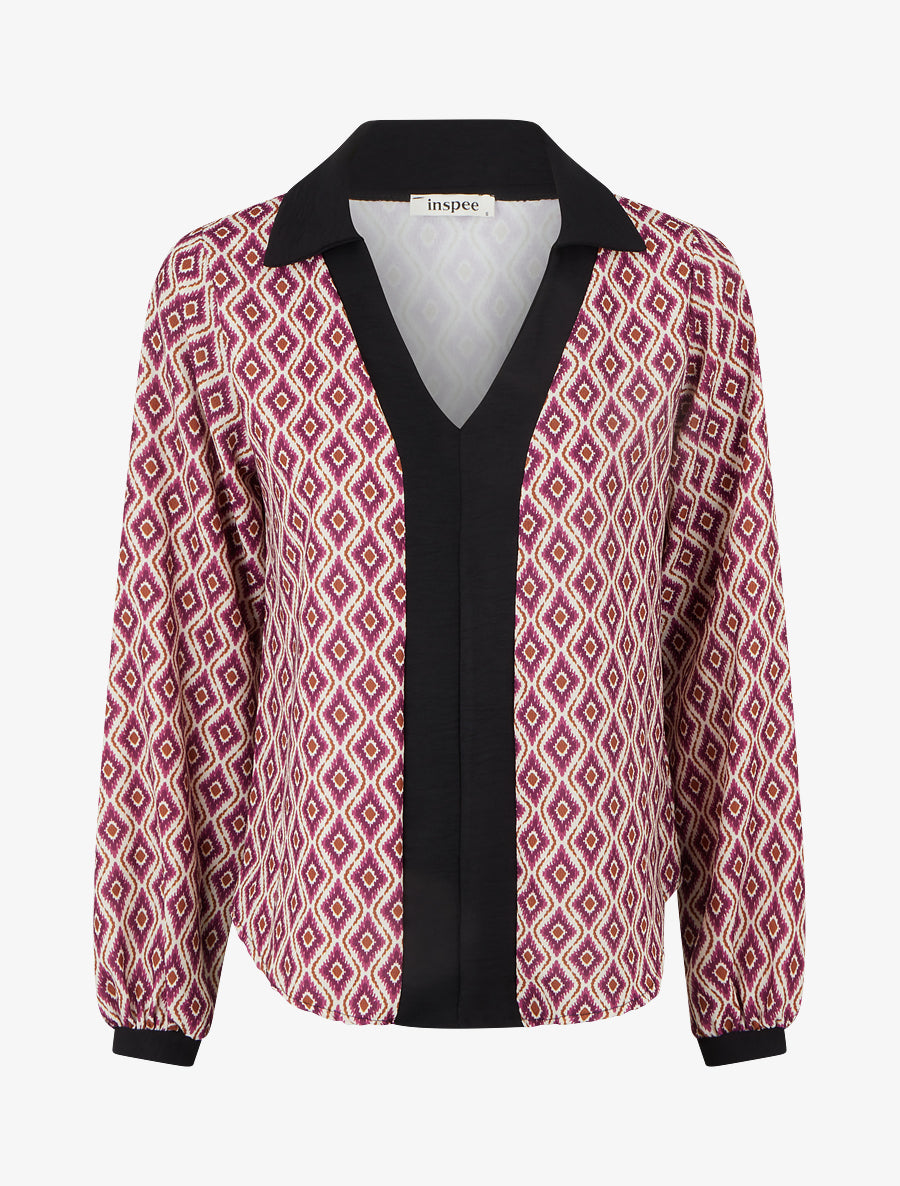 Top imprimé graphique coupe droite - Violet - 1
