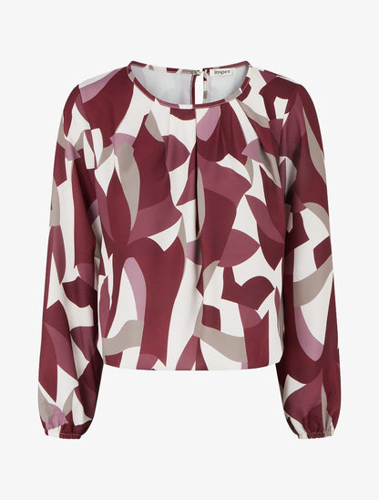 Top imprimé graphique à manches longues - Violet - 1