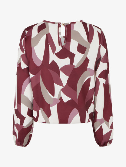 Top imprimé graphique à manches longues - Violet - 2