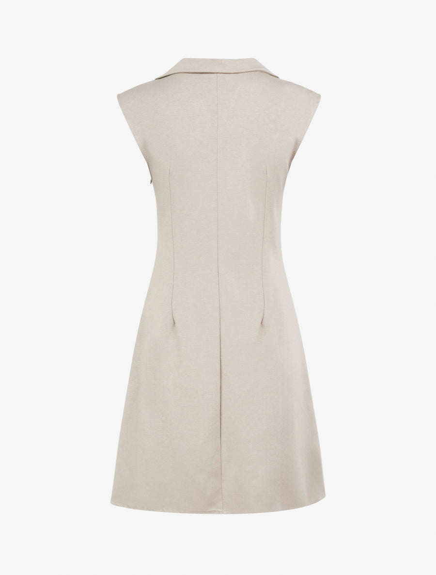 Robe évasée sans manches à col cache-coeur - Taupe - 2