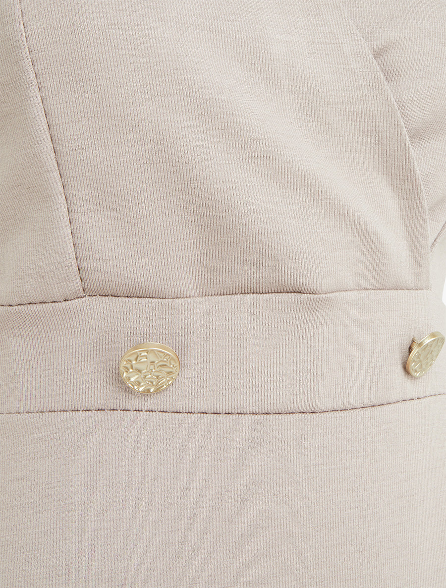 Robe évasée sans manches à col cache-coeur - Taupe - 3
