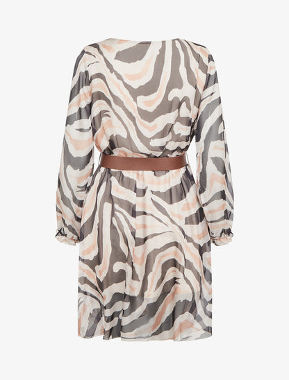 Robe col cache-coeur imprimé zèbré - Noir - 2