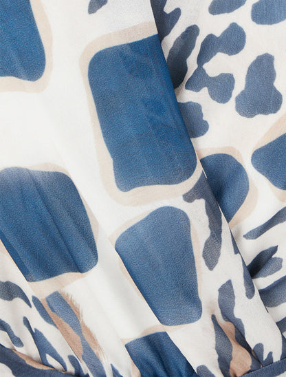 Robe à dos nu V imprimé fantaisie - Marine - 3