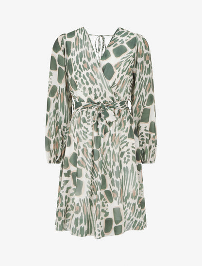 Robe à dos nu V imprimé fantaisie - Kaki - 1