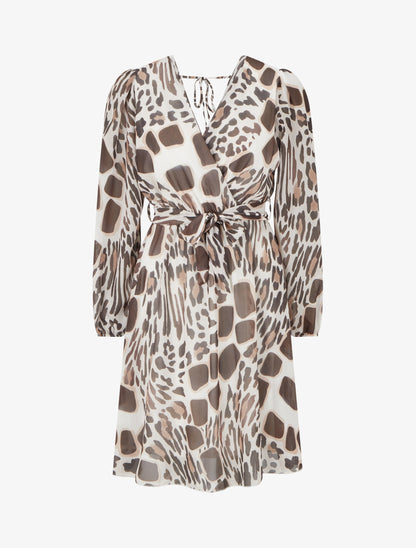 Robe à dos nu V imprimé fantaisie - Marron - 1