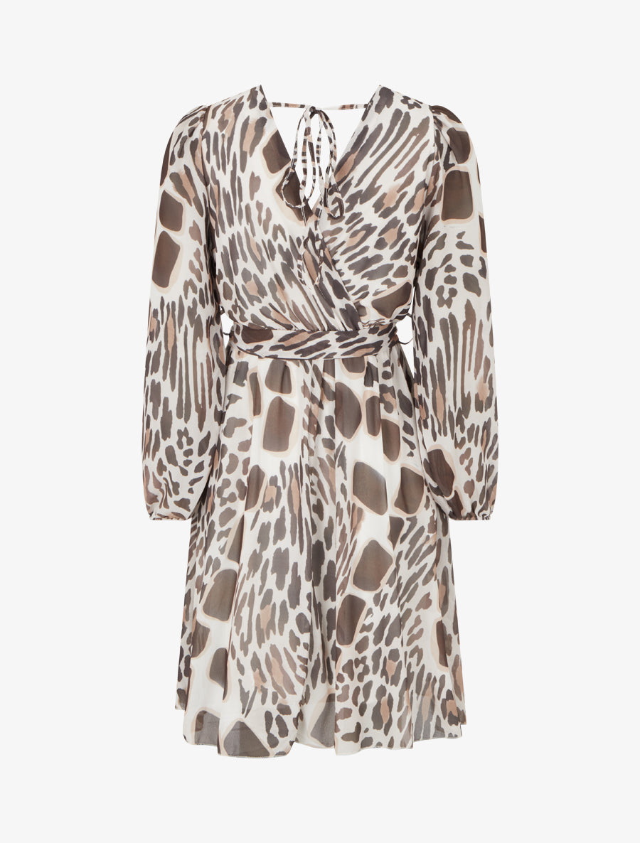 Robe à dos nu V imprimé fantaisie - Marron - 2